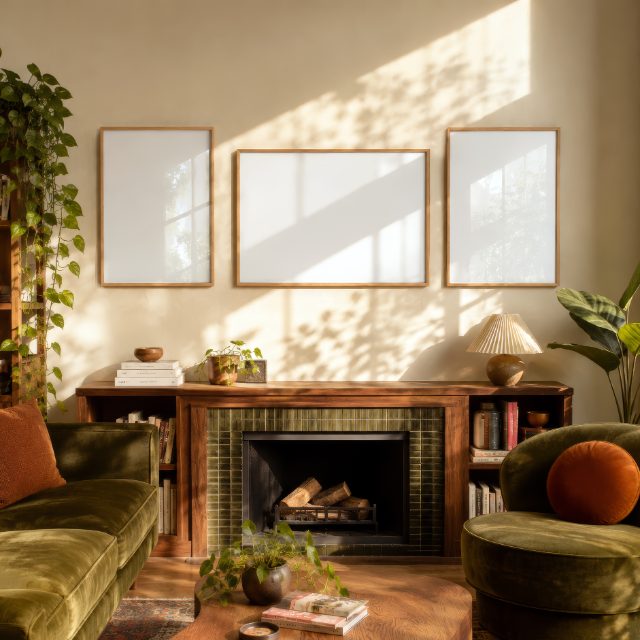 A coordinated gallery-wall scene from the Modern Vintage Frames collection
